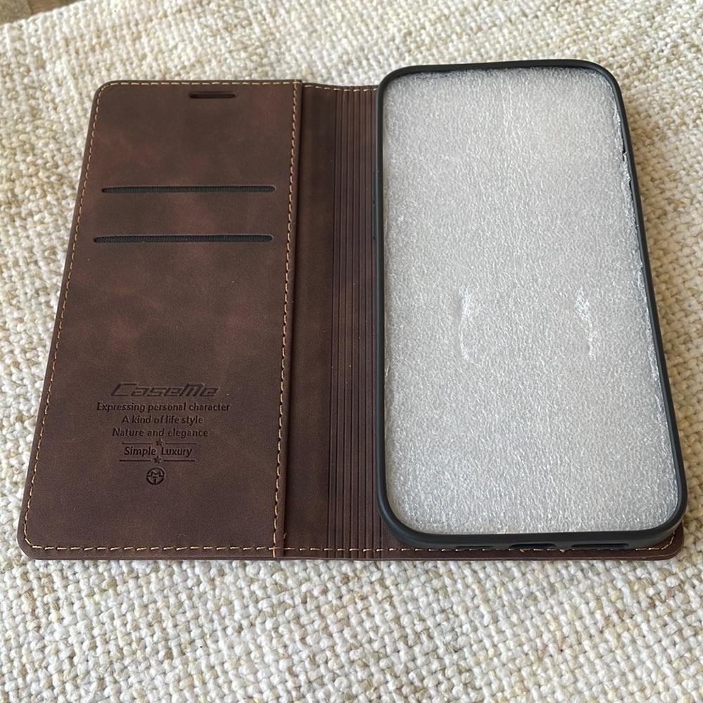 CaseMe iPhone brown genuine leather folio case